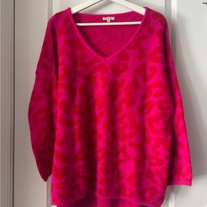 Vibrant Pink Leopard Print Sweater